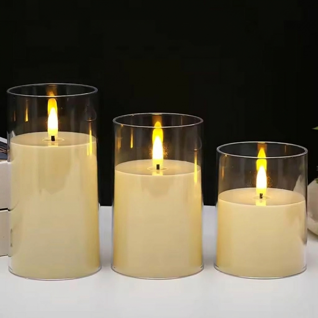 Lilin LED Goyang Gelas Akrilik